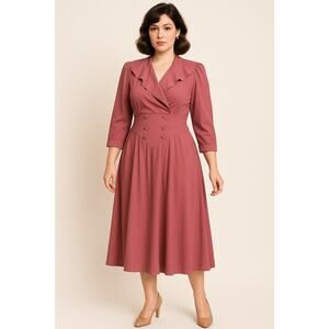 Vintage 1990s Nina Piccalino Womens Dress 10 Pink Secretary Teacher Feminine